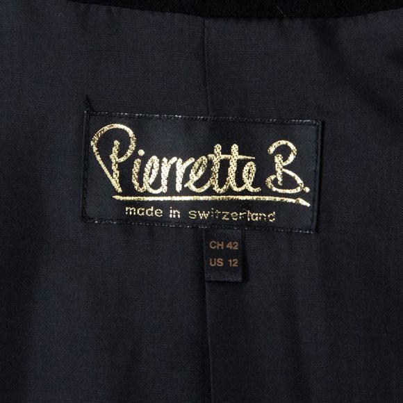 Vintage 80s 90s 12 Cashmere Wool Long Overcoat Black - Picture 8 of 11